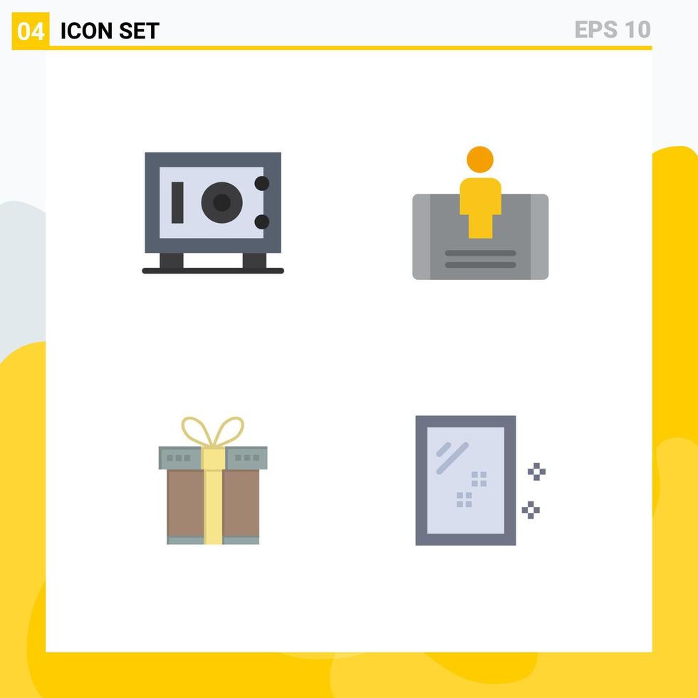 User Interface Pack of 4 Basic Flat Icons of deposit shopping customer social door Editable Vector Design Elements