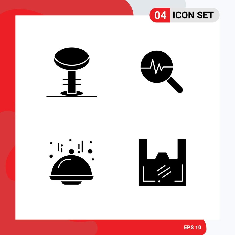 Universal Icon Symbols Group of 4 Modern Solid Glyphs of bar food stool graph bag Editable Vector Design Elements