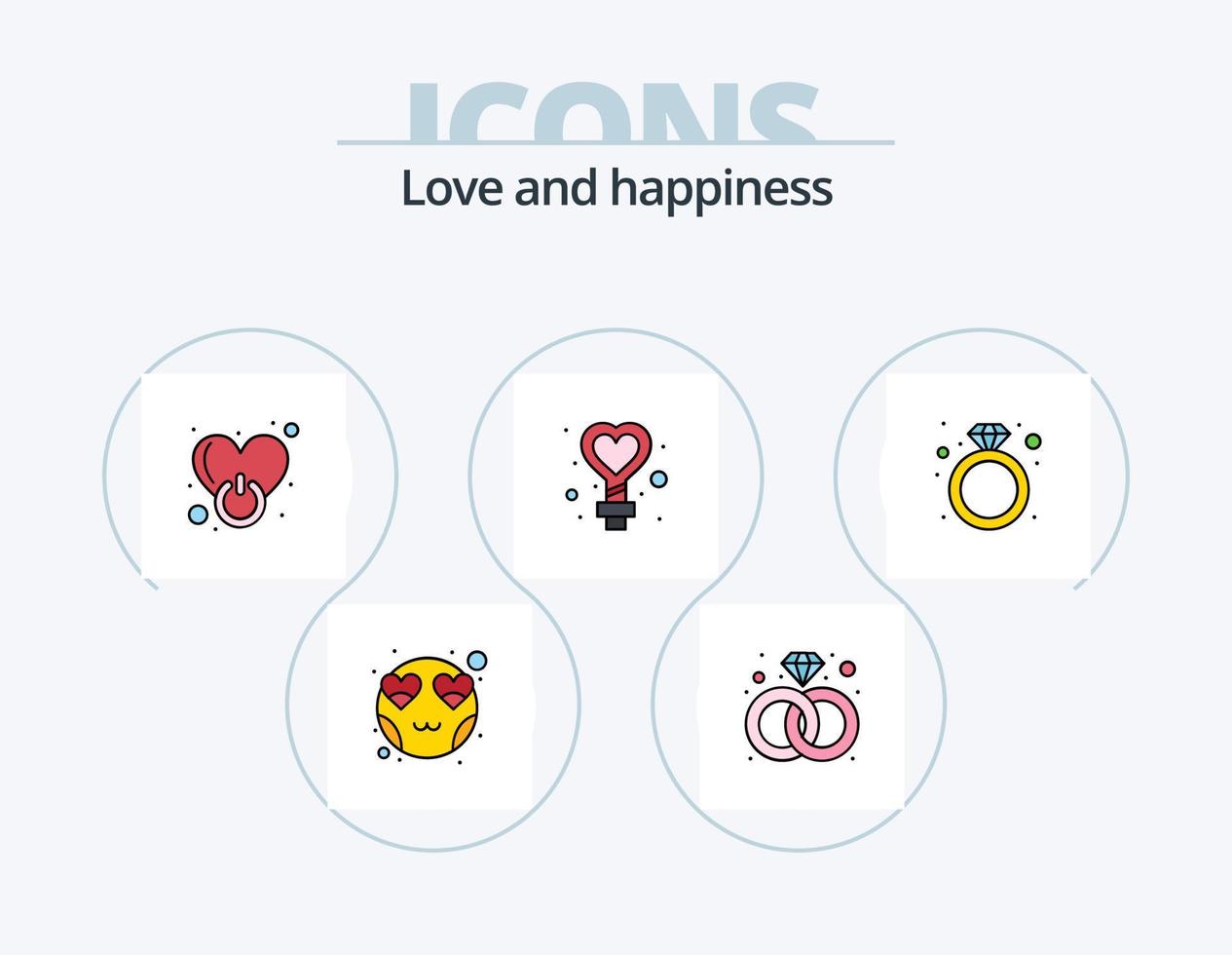 Love Line Filled Icon Pack 5 Icon Design. bubble. heart. romantic. chat. intelligence vector