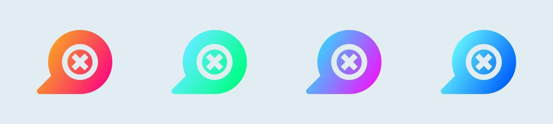 Failed chat solid icon in gradient colors. Message signs vector illustration.