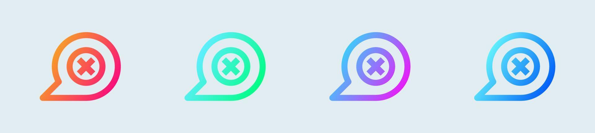 Failed chat line icon in gradient colors. Message signs vector illustration.