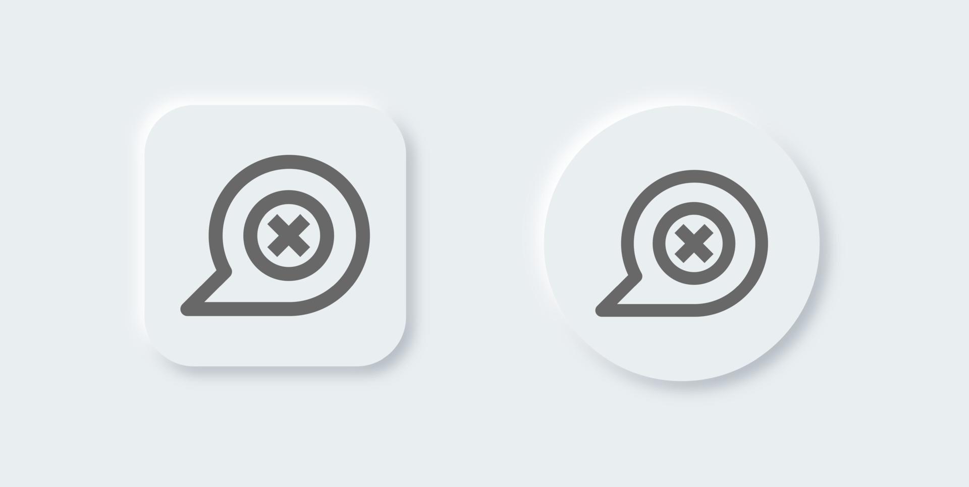 Failed chat line icon in neomorphic design style. Message signs vector illustration.