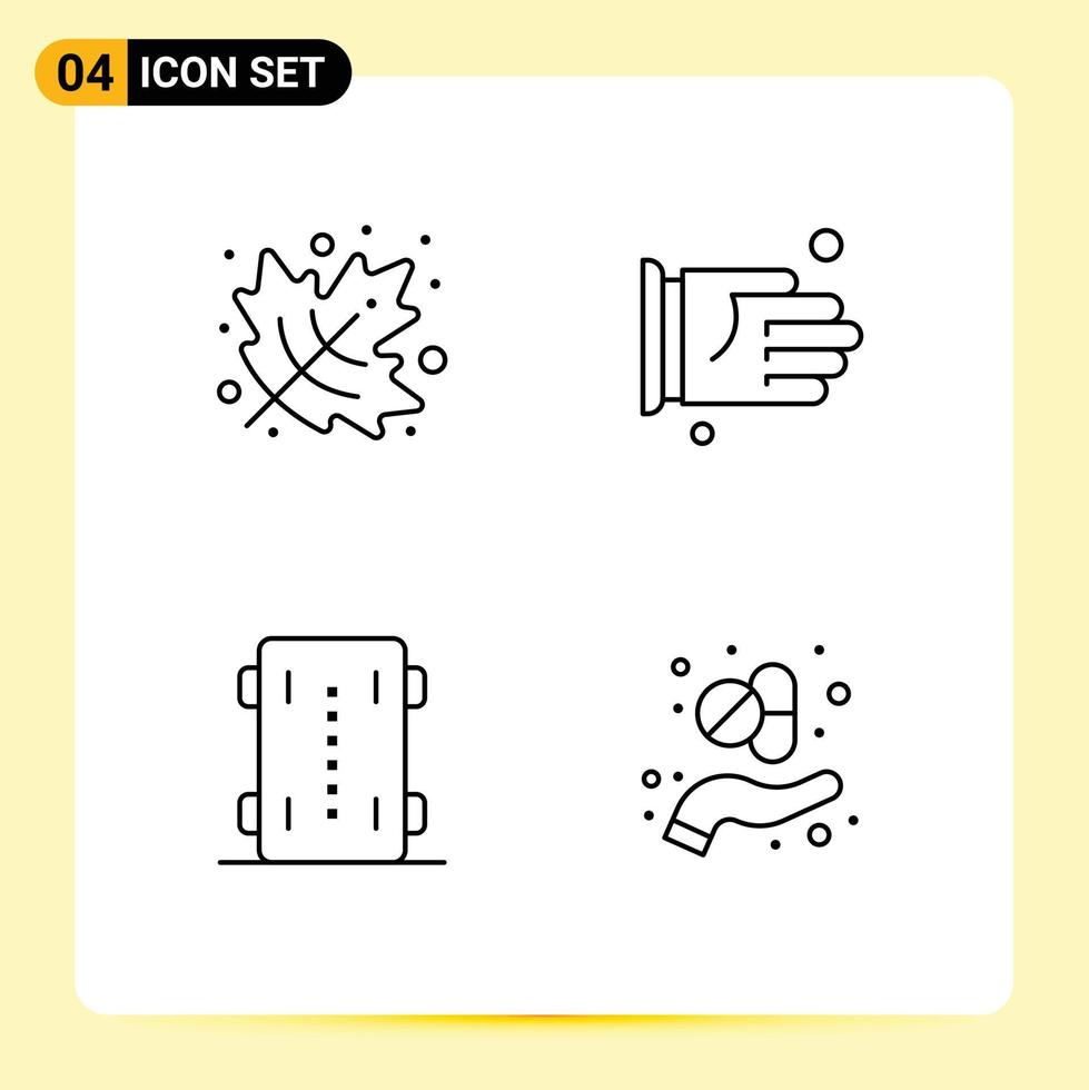 paquete de iconos de vector de stock de 4 signos y símbolos de línea para elementos de diseño de vector editables de monopatín de oficina de mano de deporte de otoño