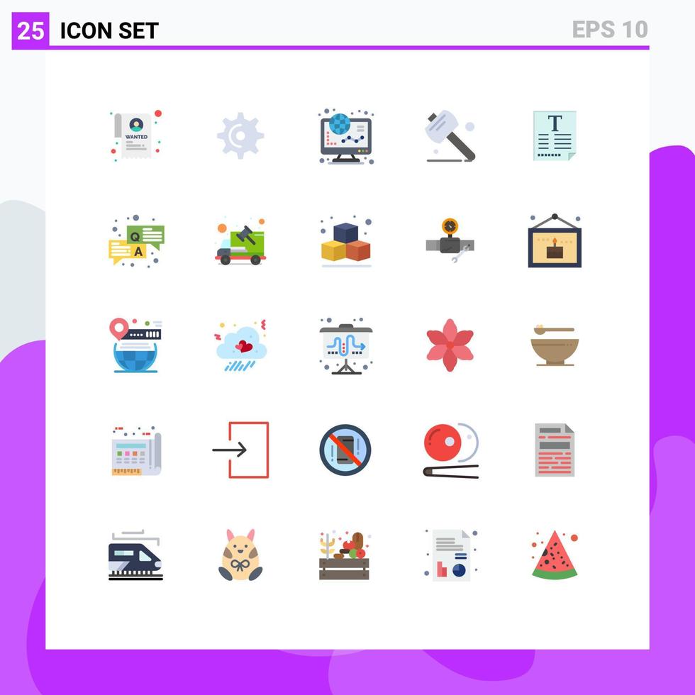 Pack of 25 Modern Flat Colors Signs and Symbols for Web Print Media such as poster file finance tools saw Editable Vector Design Elements