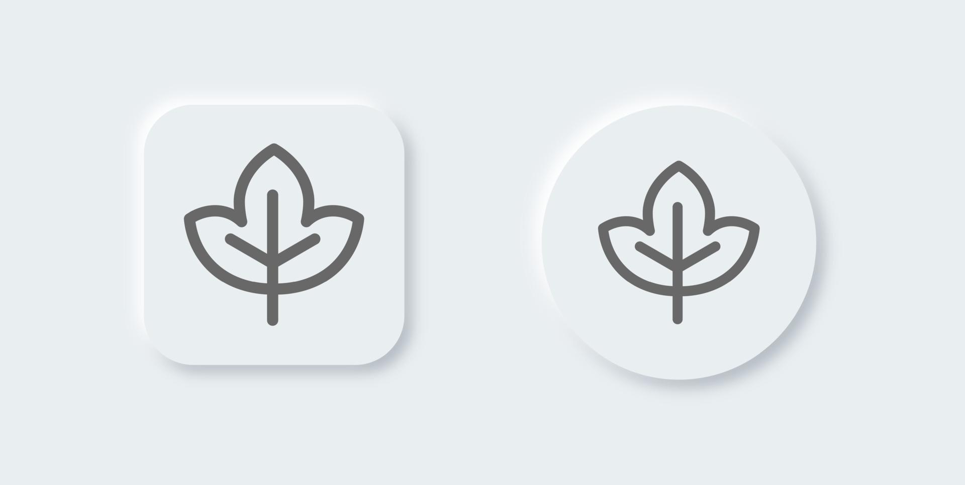 Maple line icon in neomorphic design style. Leaf signs vector illustration.