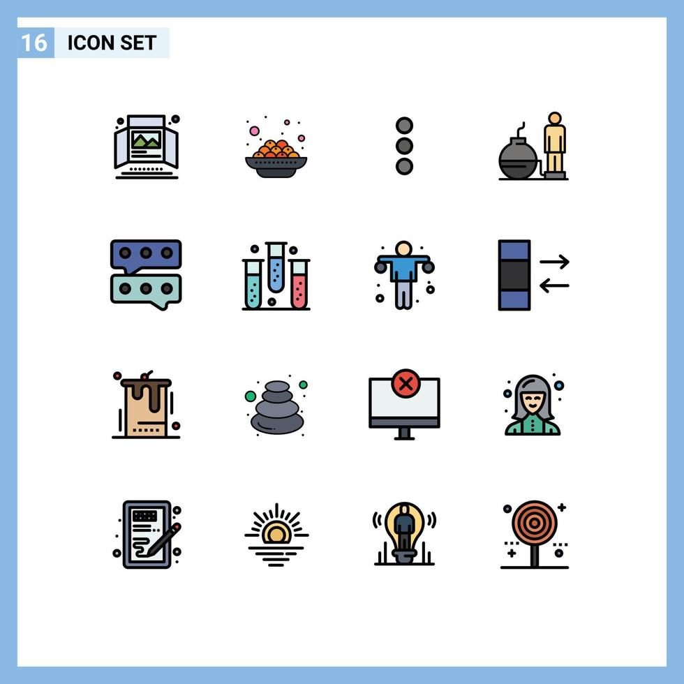 Mobile Interface Flat Color Filled Line Set of 16 Pictograms of conversation problem vadas modern business Editable Creative Vector Design Elements