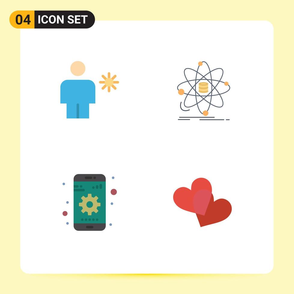 Pack of 4 creative Flat Icons of avatar science summer data mobile Editable Vector Design Elements