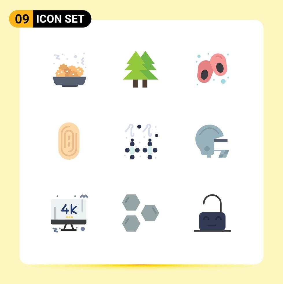 9 User Interface Flat Color Pack of modern Signs and Symbols of jewelry fashion baby earring fingerprint Editable Vector Design Elements