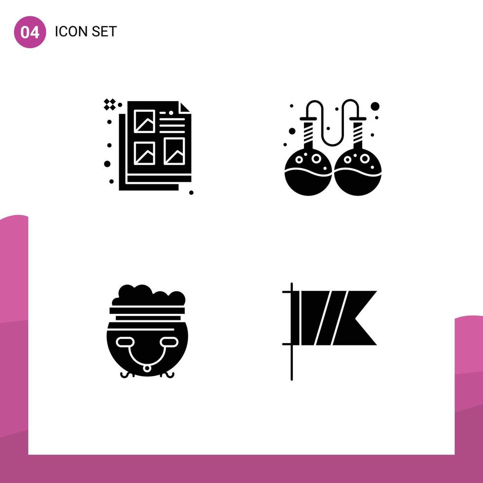 User Interface Pack of 4 Basic Solid Glyphs of creative eat idea research golf Editable Vector Design Elements