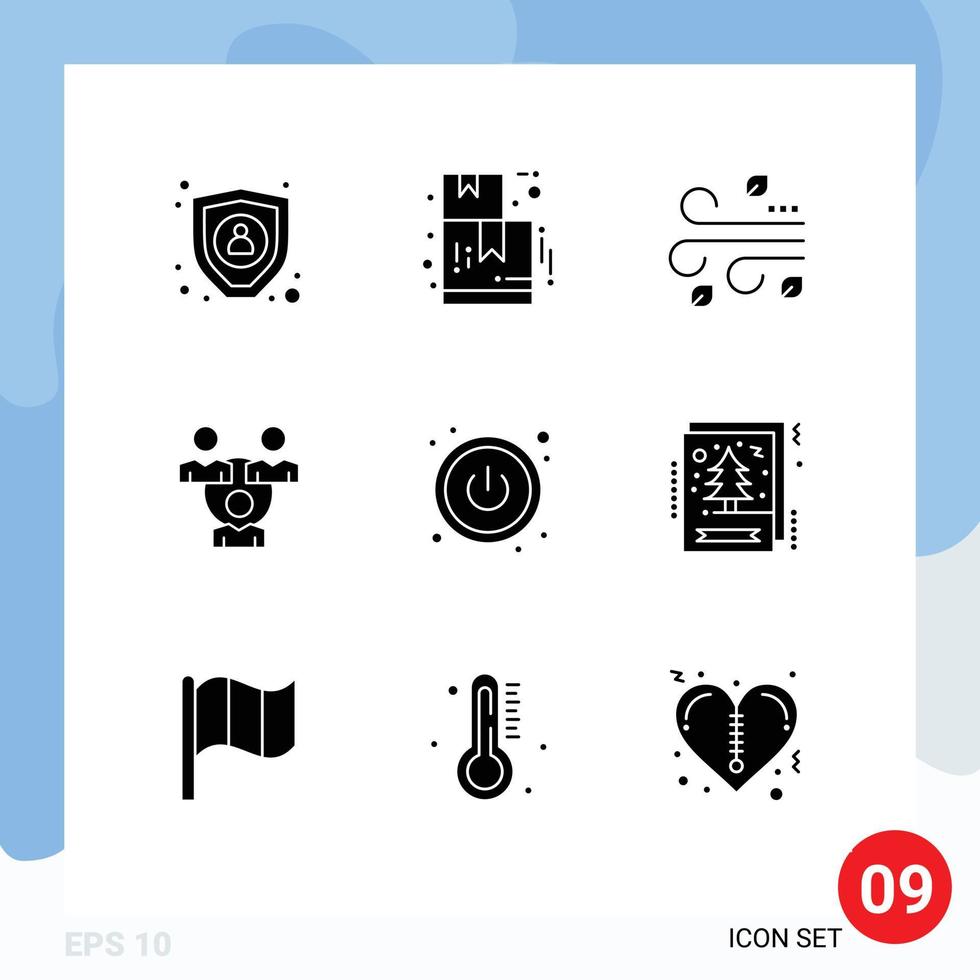 9 Creative Icons Modern Signs and Symbols of christmas switch thanksgiving power office Editable Vector Design Elements