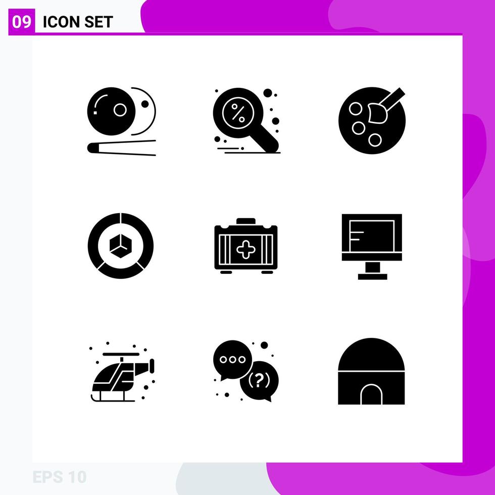 Set of 9 Modern UI Icons Symbols Signs for bag packing drawing logistic delivery Editable Vector Design Elements