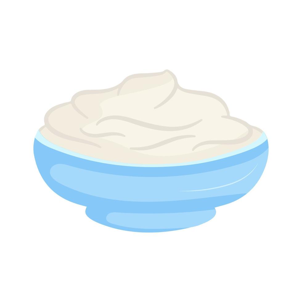 Sour cream on plate vector illustration