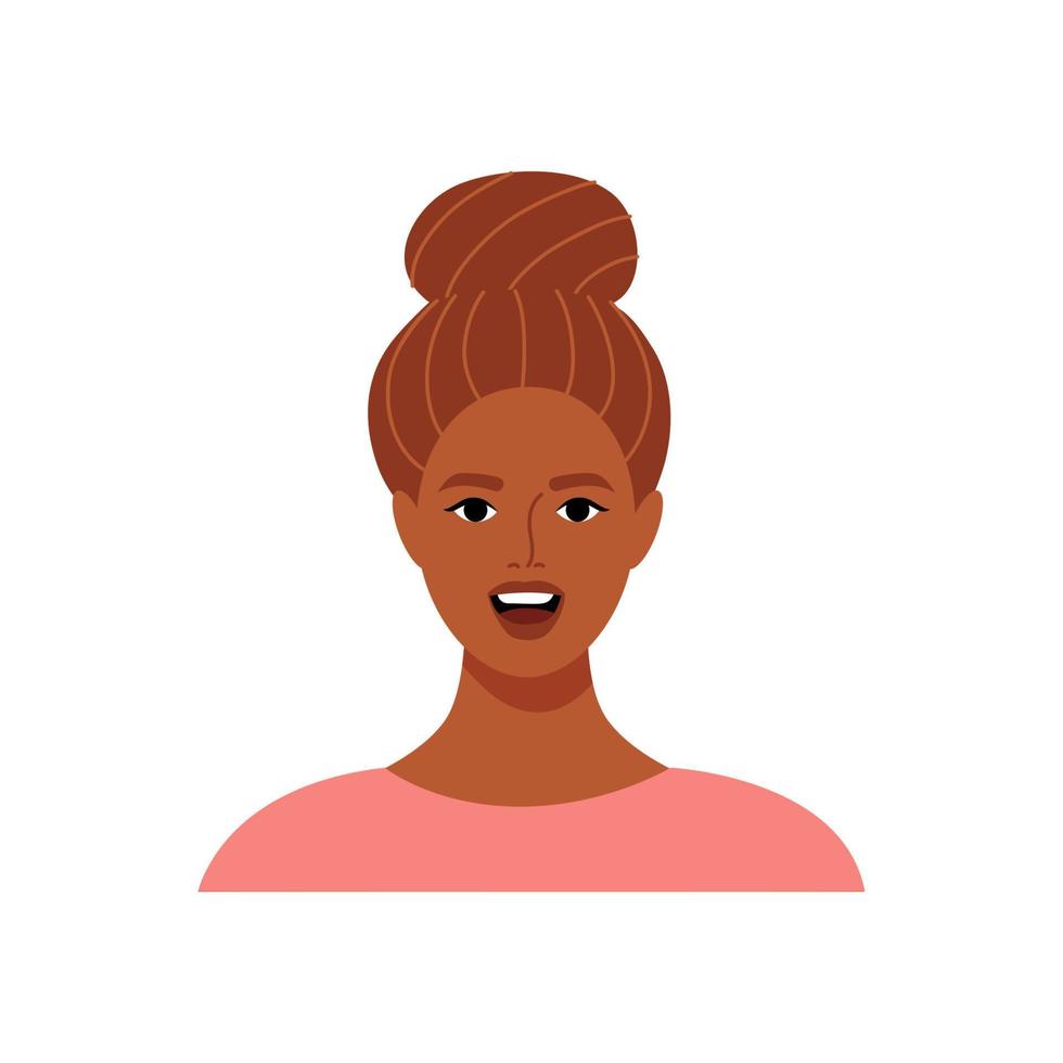 Smiling female character avatar. Flat vector illustration.