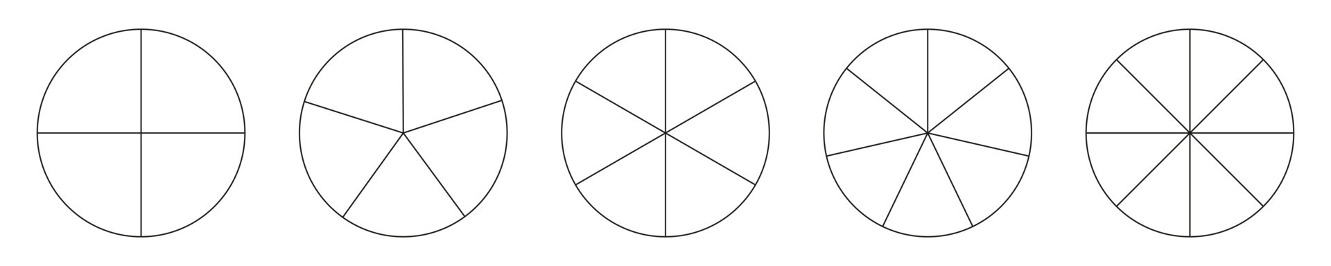 Деление круга на части тренажер распечатать Segment slice icon. Pie chart template. Circle section graph line art. 4,5,6,7,8
