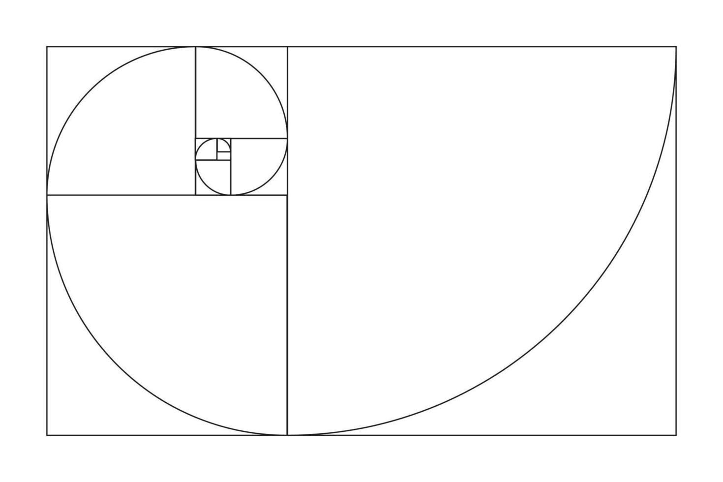 Golden ratio template. Method golden section. Fibonacci array, numbers. Golden proportions. vector