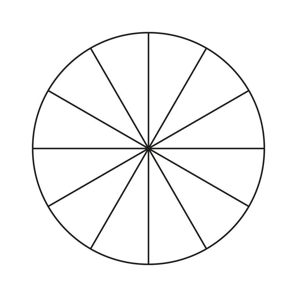 Circle pie chart. Progress sectors. Twelve sections or steps. Diagram wheel. Flat process cycle. vector