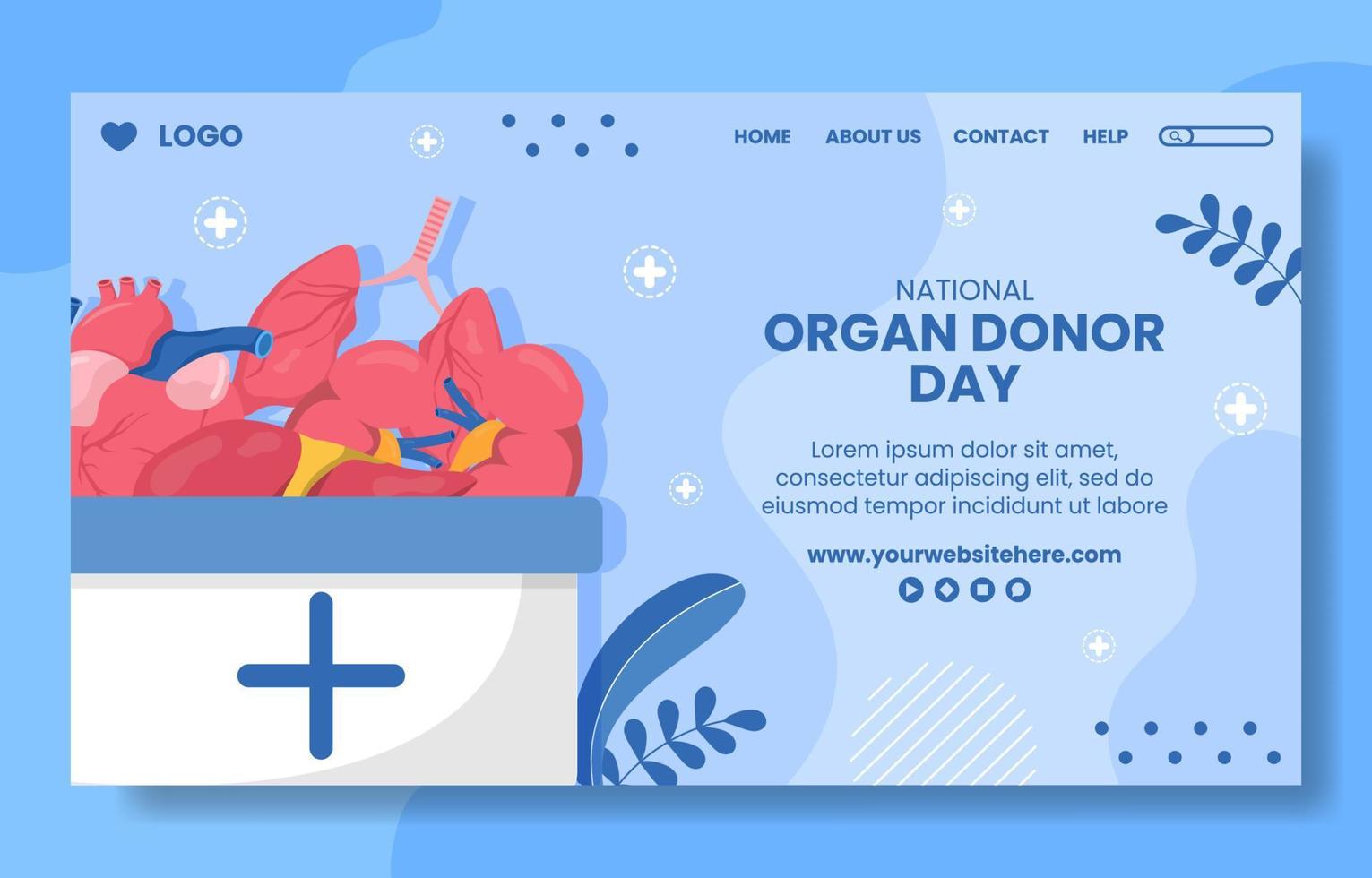 World Organ Donation Day Social Media Landing Page Cartoon Hand Drawn Background Templates Illustration vector