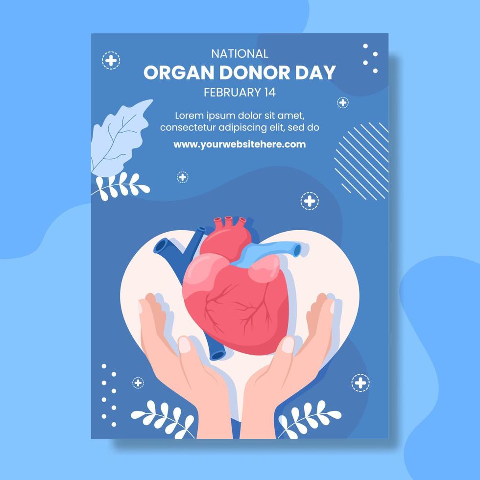 World Organ Donation Day Poster Flat Cartoon Hand Drawn Background Templates Illustration vector