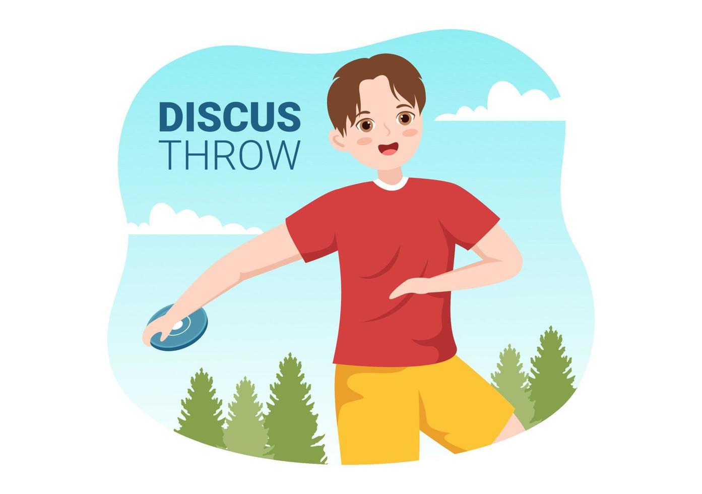 Discus Throw Playing Athletics Illustration with Throwing a Wooden Plate in Sports Championship Flat Cartoon Hand Drawn Templates vector