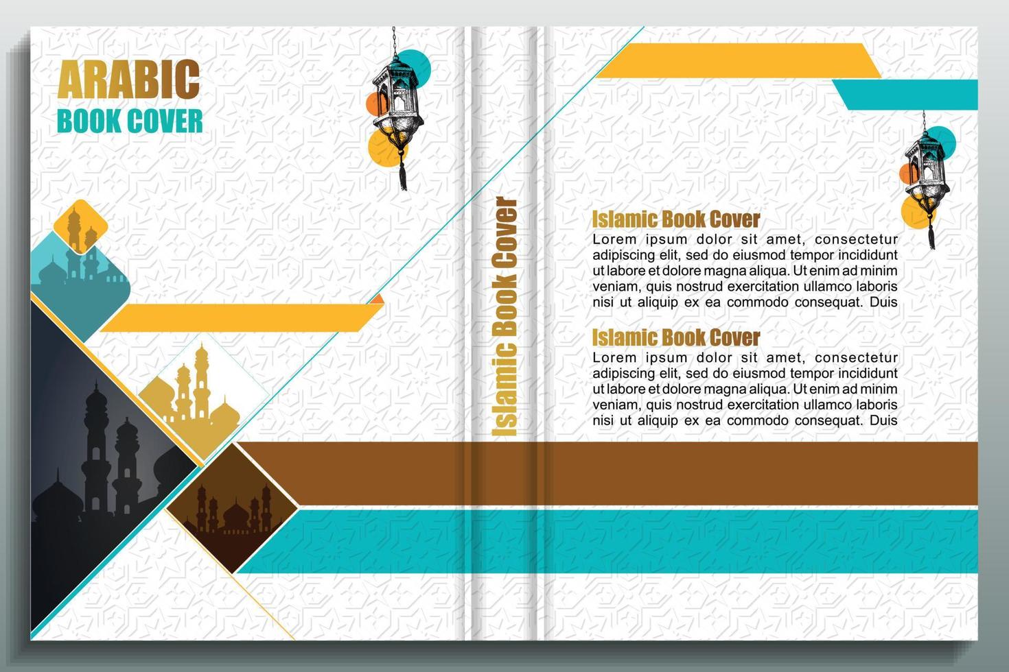diseño de portada de libro de estilo árabe islámico vector