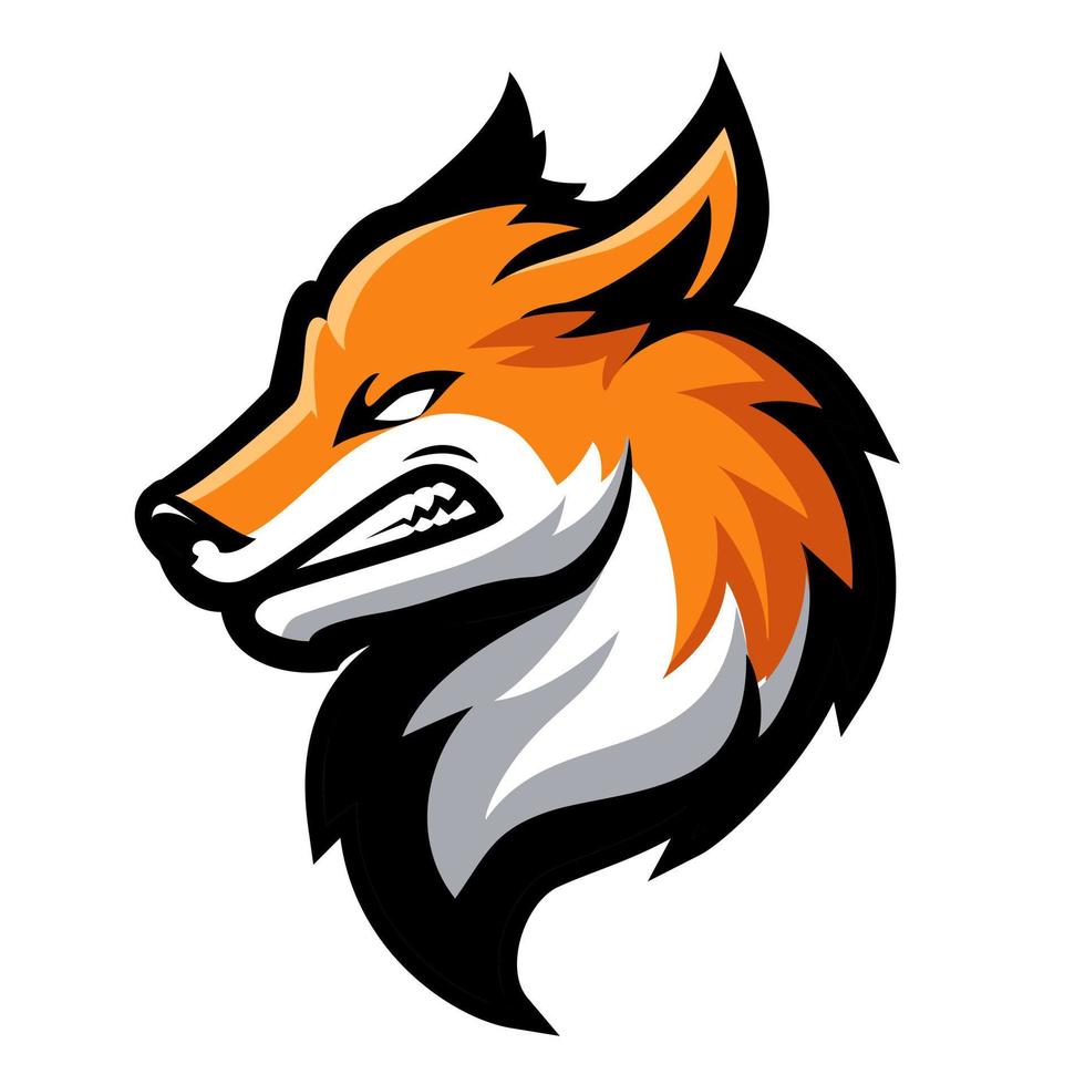 fox mascot esport logo design template vector