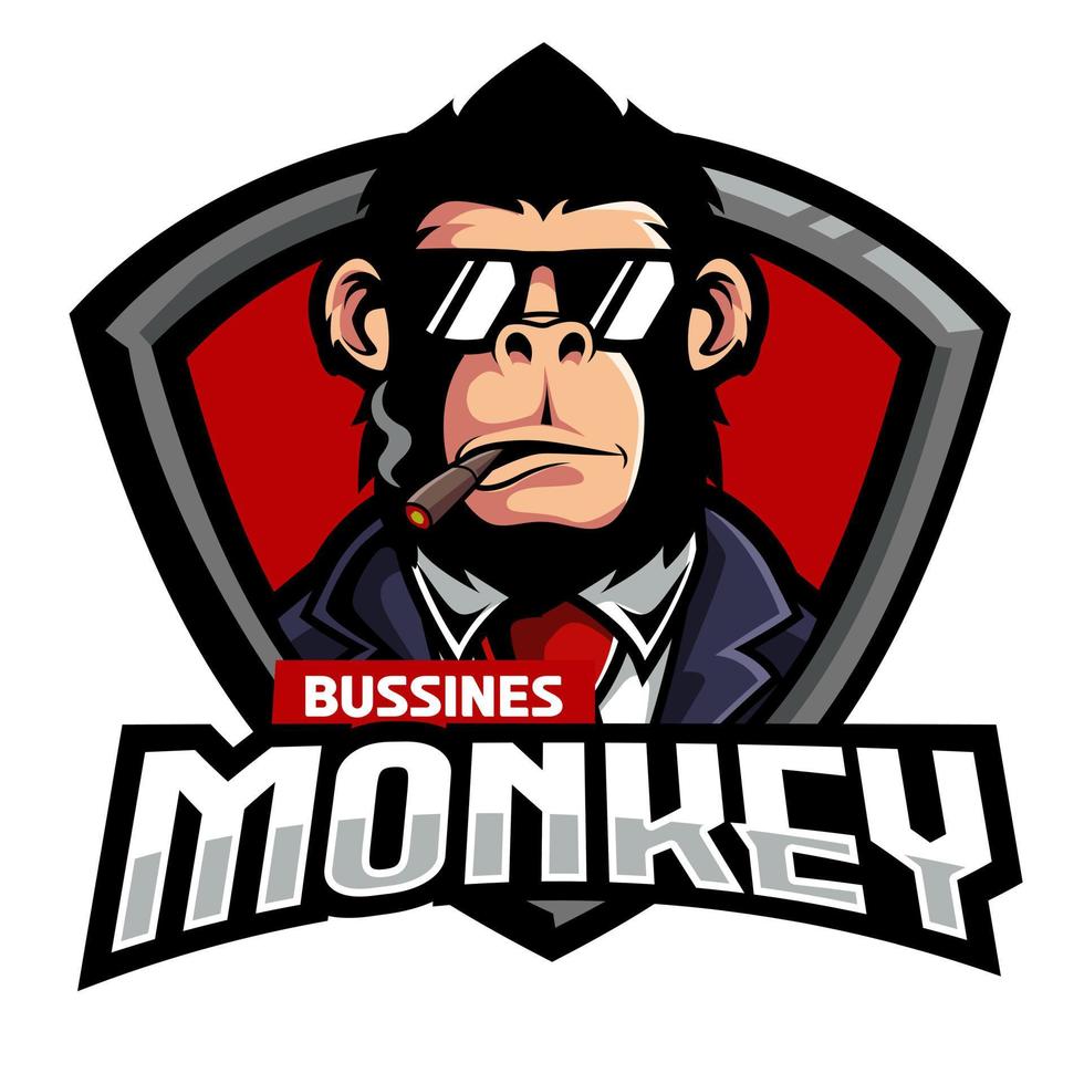 Monkey mascot logo vector. Animal vector illustration. Geek monkey logo