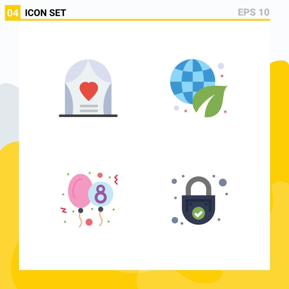 Pictogram Set of 4 Simple Flat Icons of arch celebration wedding environment eight day Editable Vector Design Elements