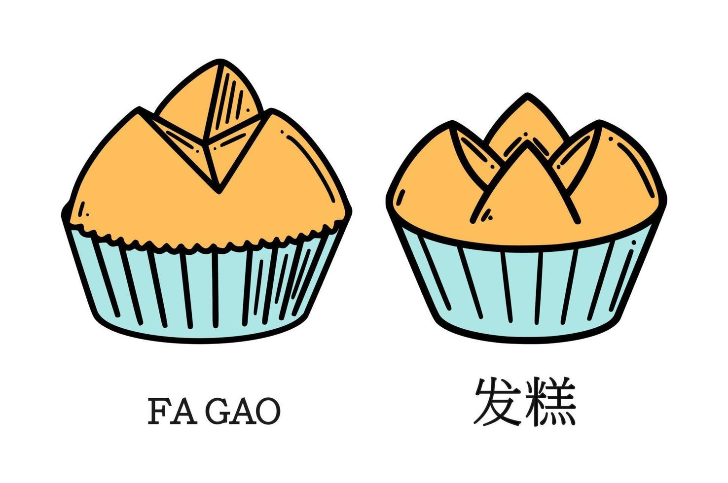 Fa gao, Chinese fortune cake vector illustration. Chinese New year dessert