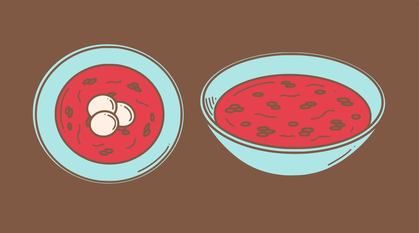 Hong dou tang, sweet Chinese red bean soup. Chinese New year dessert vector illustration