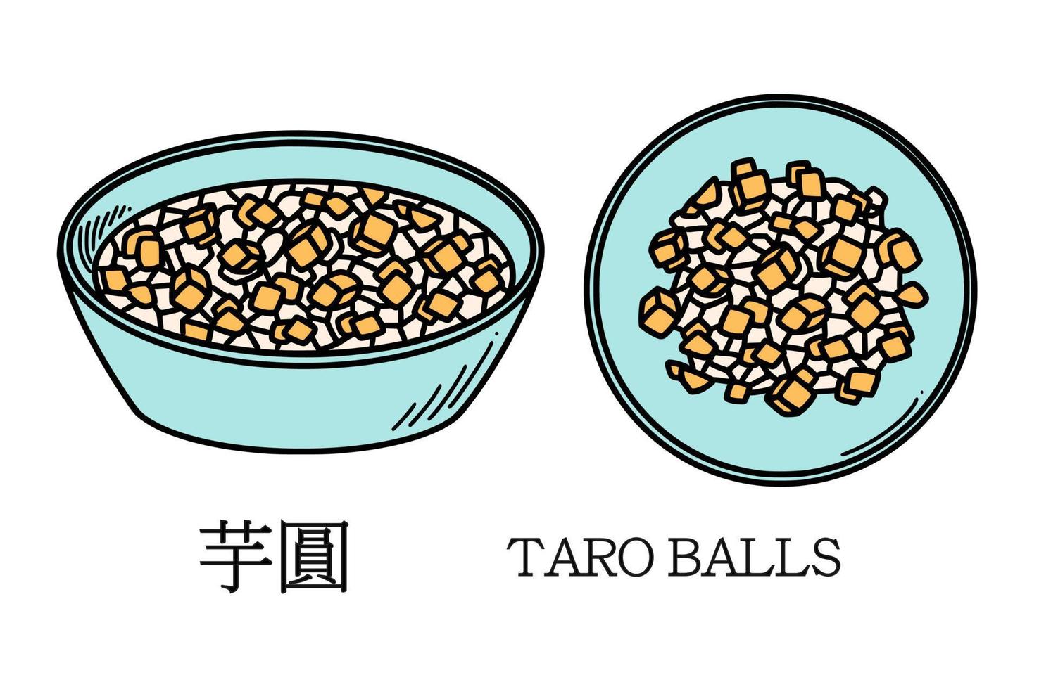 Taro ball. Chinese New year taro balls dessert vector illustration