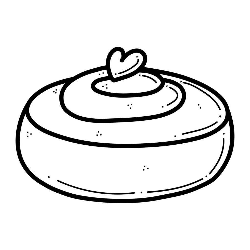 Hand drawn vector illustration of cinnamon roll bun.