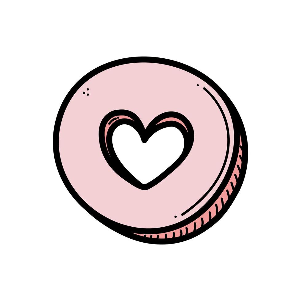 Valentines day decorated doodle cookie. vector