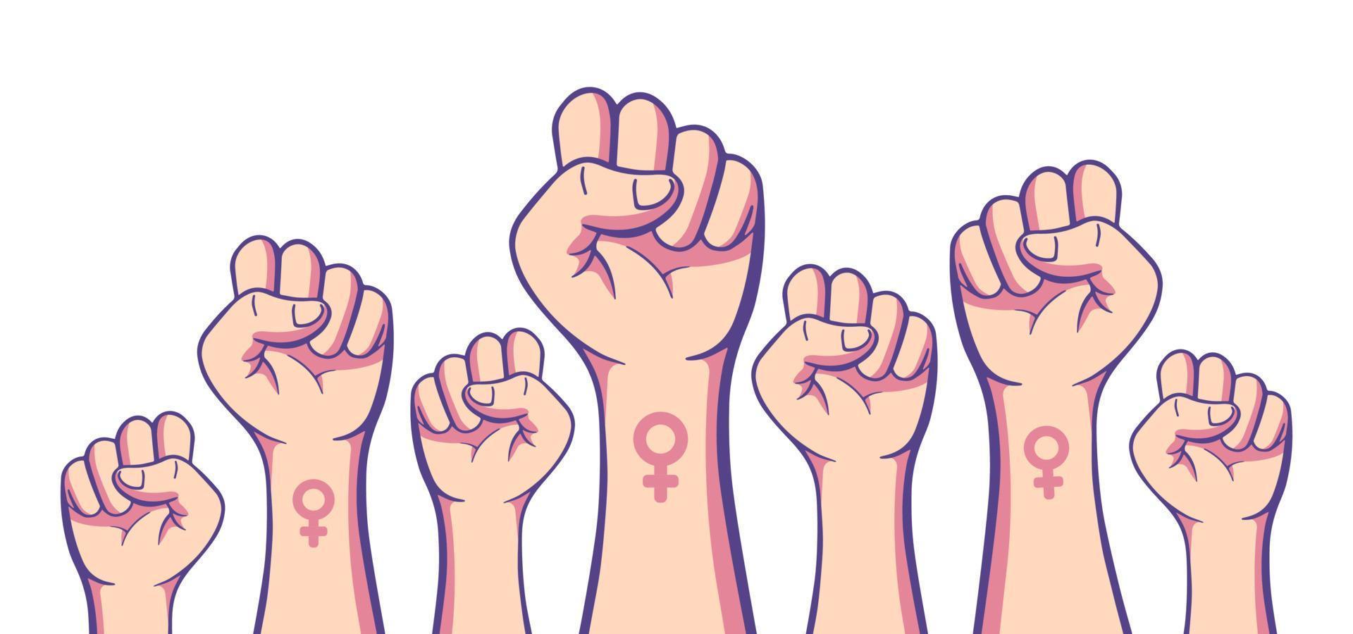 Feminist womens protest background poster design. vector