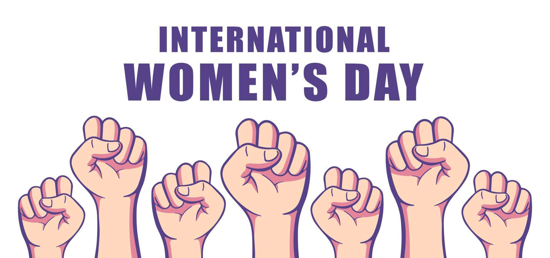 Women's day fist with text lettering vector illustration