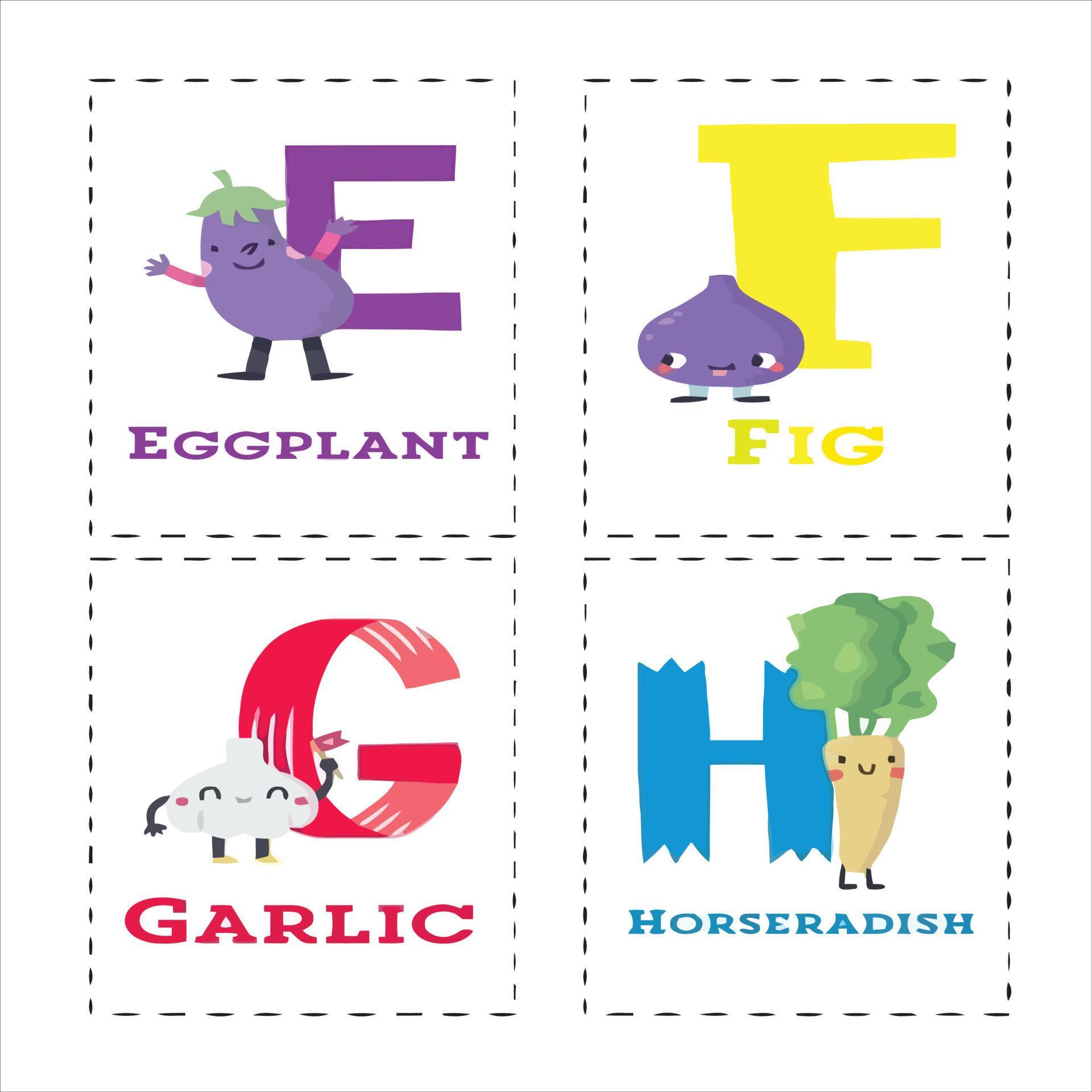 Alphabet coloring page with vector illustration a b c d e f g h i j k l