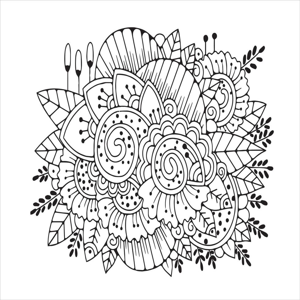 Floral mandala coloring page.flower vector illustration