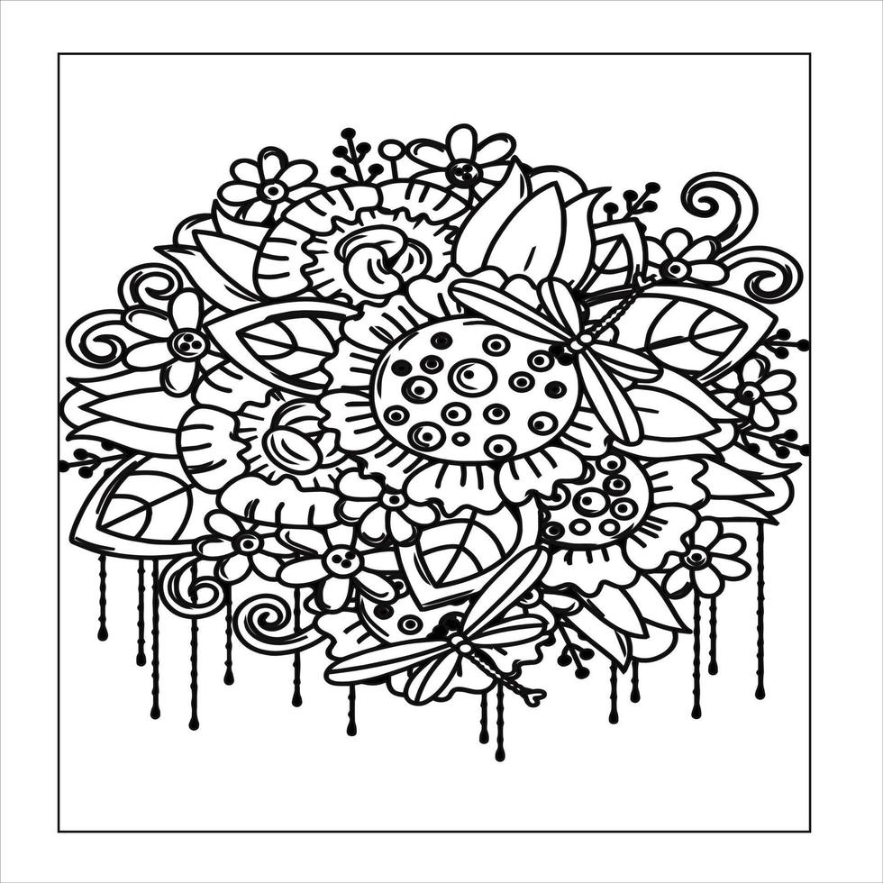 mandala floral para colorear page.flower ilustración vectorial vector