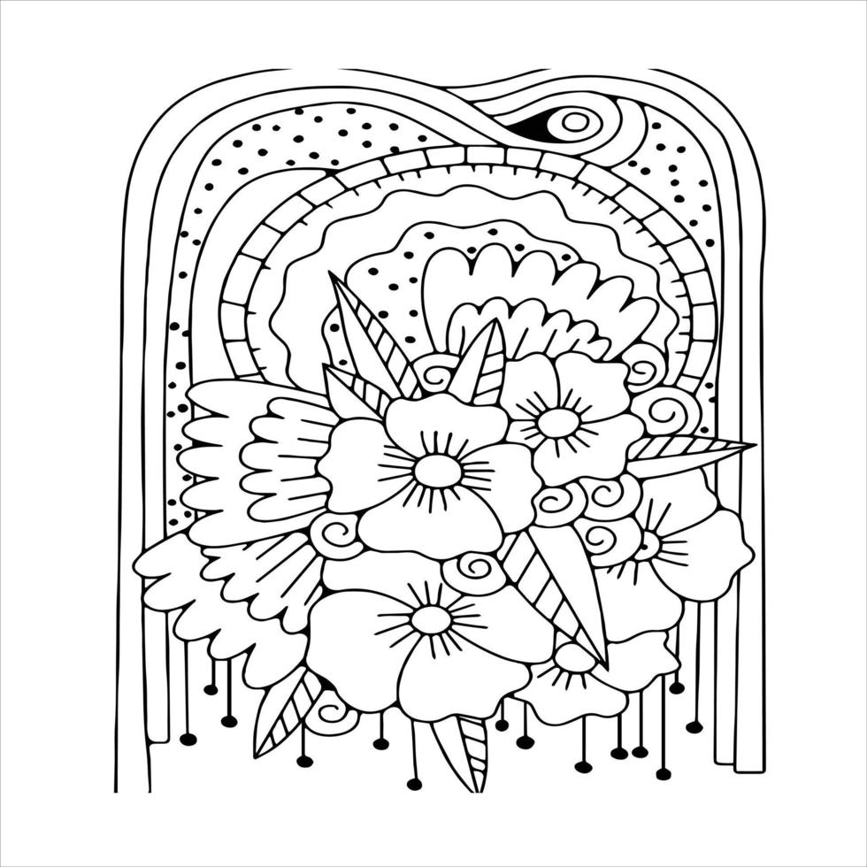 Floral mandala coloring page.flower vector illustration