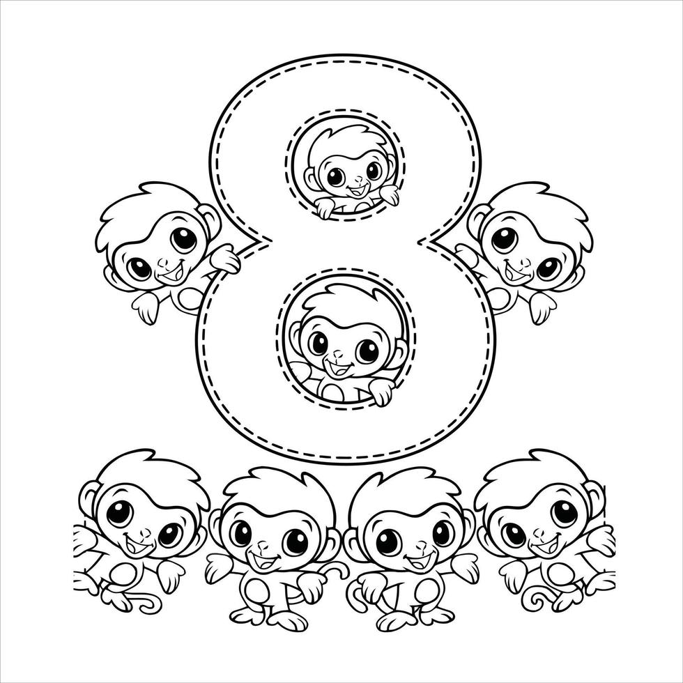 Number coloring page 1,2,3,4,5,6,7,8,9,10 vector