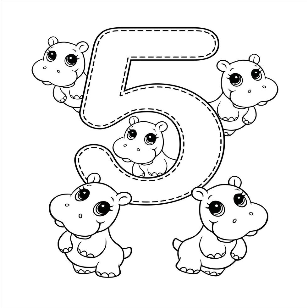 Number coloring page 1,2,3,4,5,6,7,8,9,10 vector