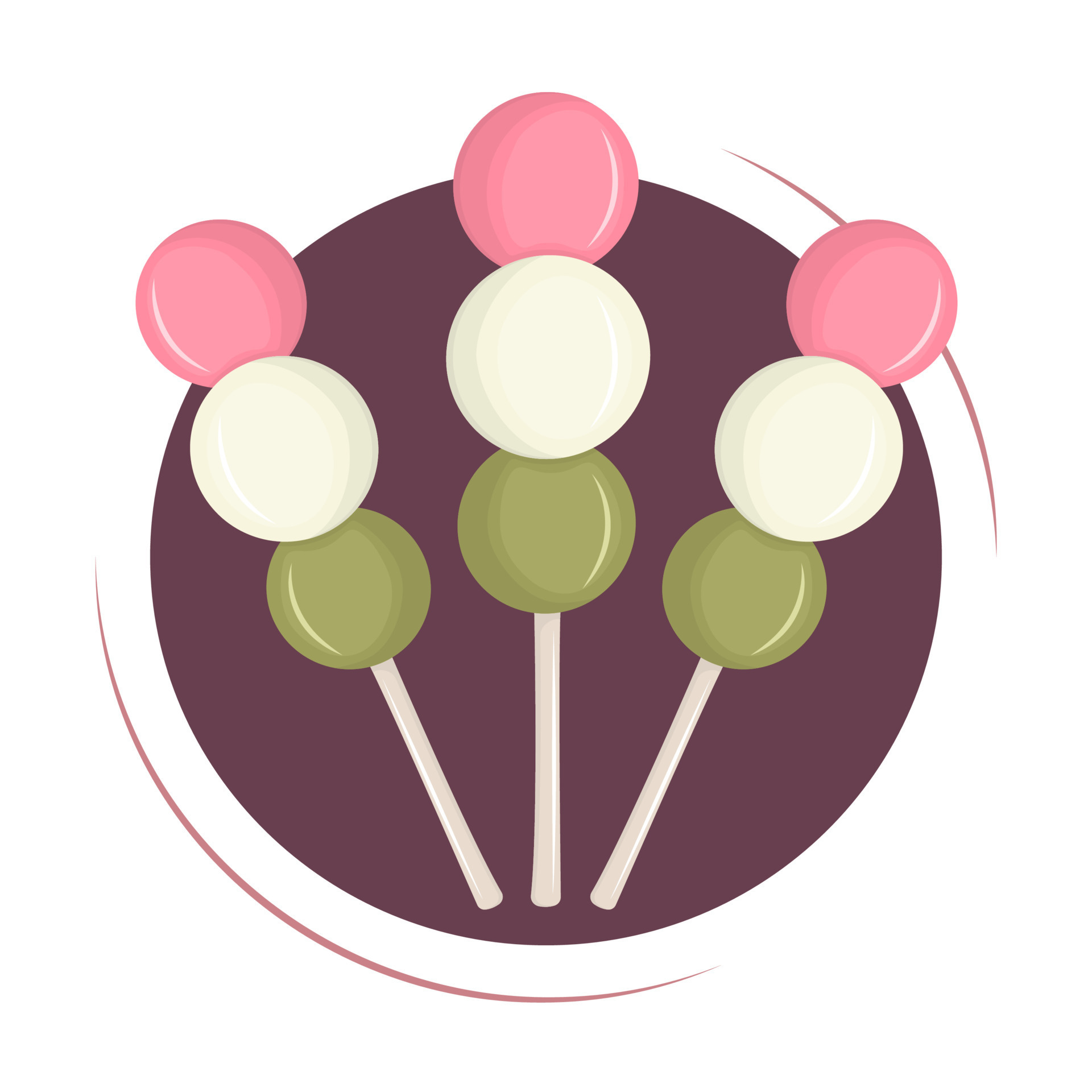 Dango- japanese dessert made of rice called . Colorful sweet rice balls