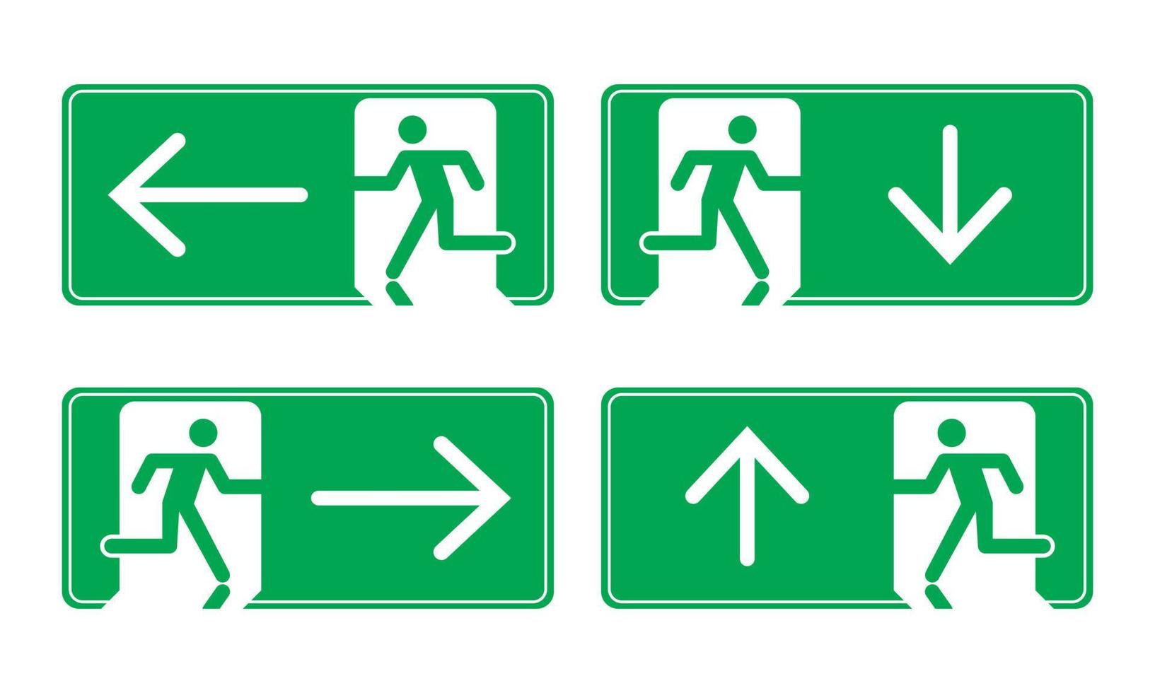 Green exit emergency sign. Vector illustration