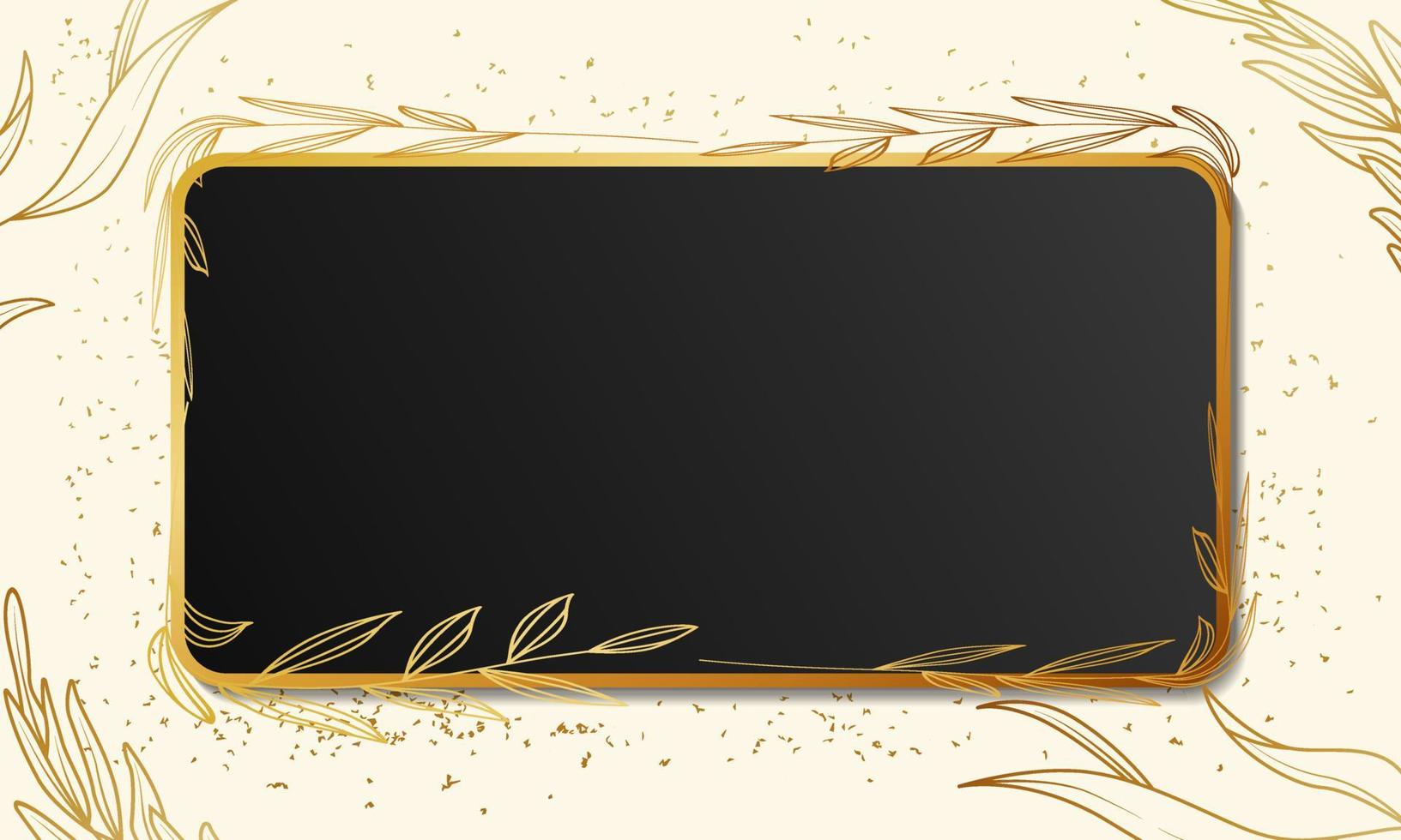 Luxury floral frame with gold glitter vector