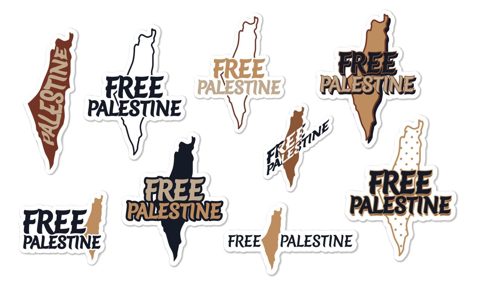 Collection of Free Palestine stickers vector