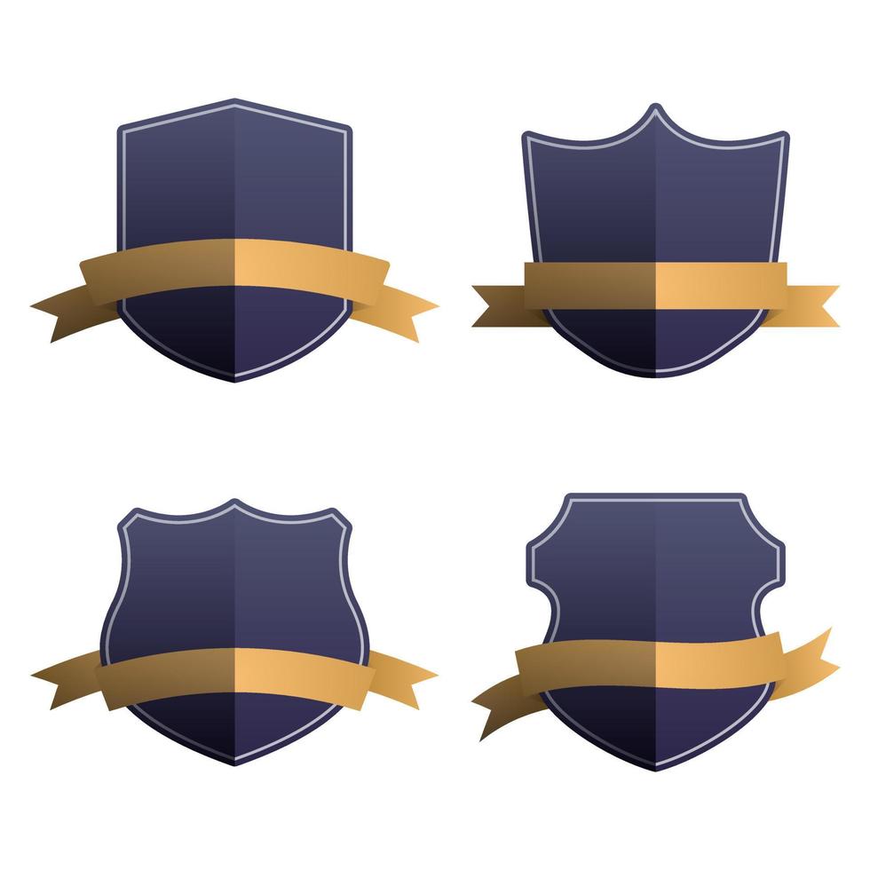 Collection of blank shield badges with ribbons vector