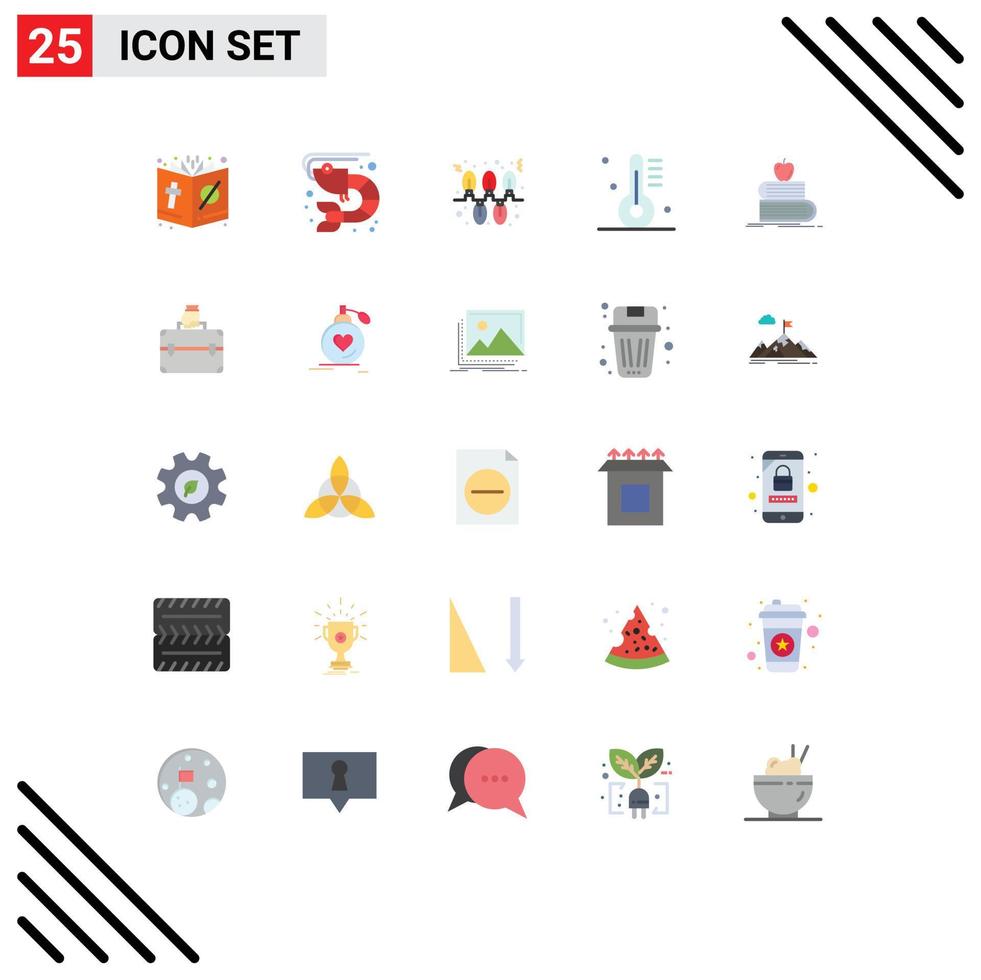 Group of 25 Flat Colors Signs and Symbols for gastronomy drinks sea food cooking holidays Editable Vector Design Elements