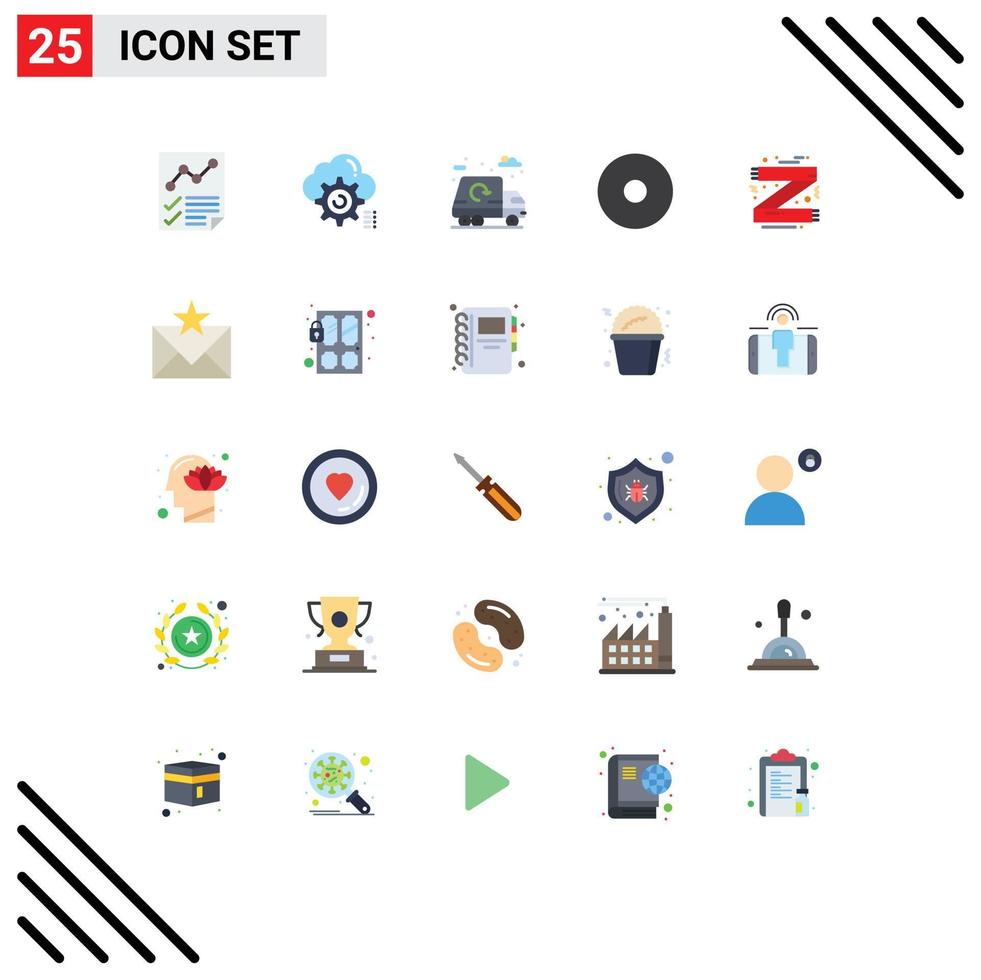 Group of 25 Modern Flat Colors Set for christmas record computing multimedia garbage Editable Vector Design Elements
