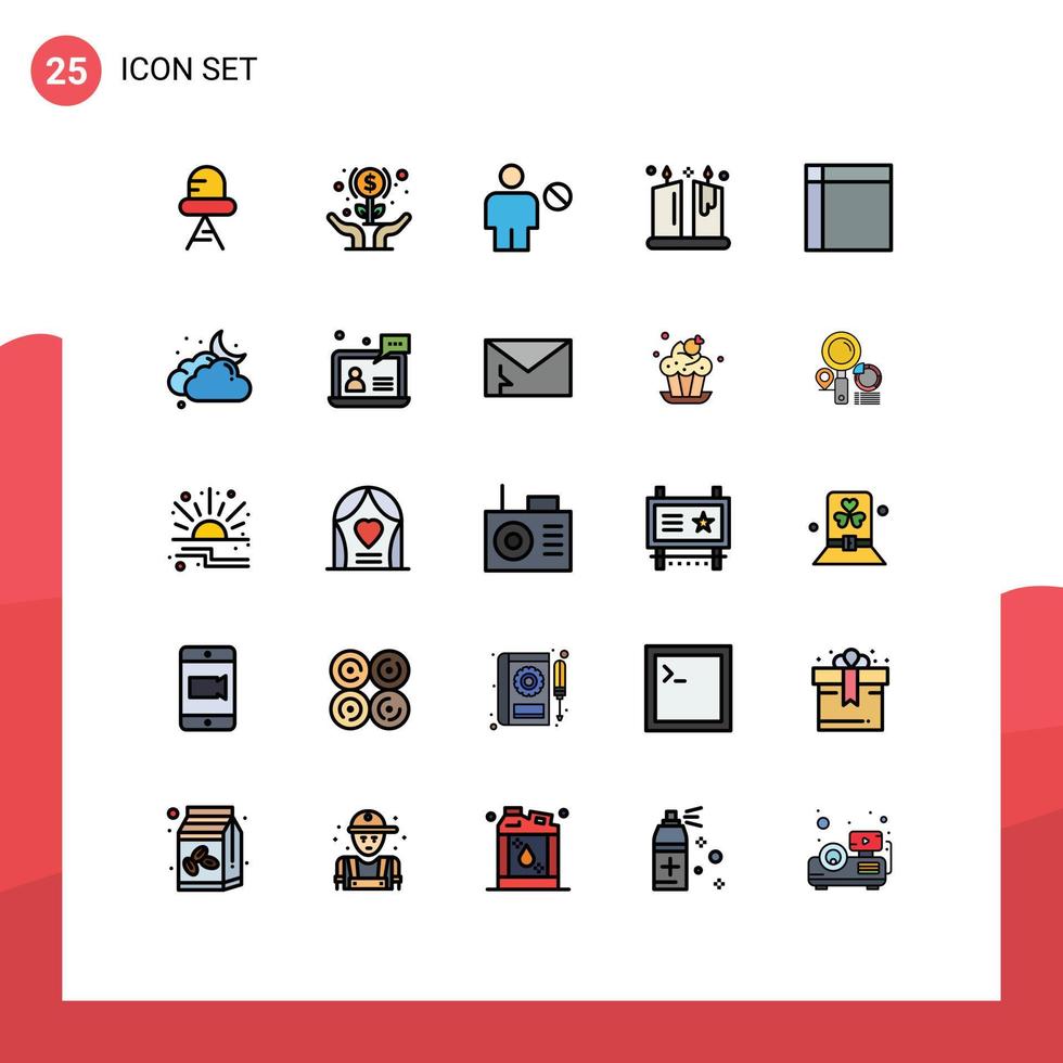 25 Universal Filled line Flat Color Signs Symbols of appliances light avatar illumination human Editable Vector Design Elements