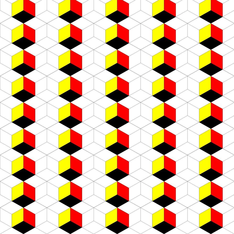 Vector seamless cube geometric pattern white background