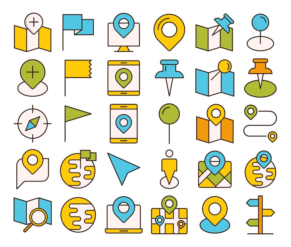 Location icons, suitable for a wide range of digital creative projects. vector